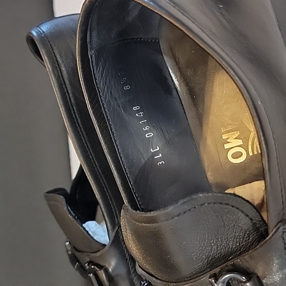 Ferragamo Mens black leather gancini shoes slip on size 8.5 2e loafer dress main image 5